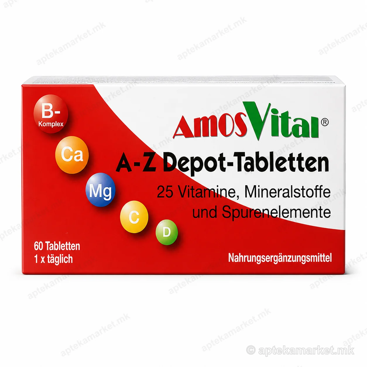 AmosVital A-Z Depot-tabletëten 25 vitamins, minerals and trace elements paketim, AptekaMarket