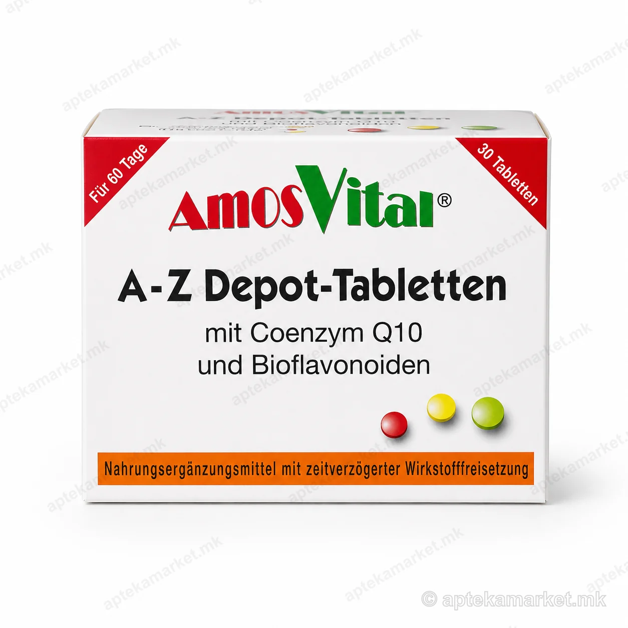 AmosVital A-Z Depot-tabletëten with Coenzyme Q10 and Bioflavonoids paketim, AptekaMarket