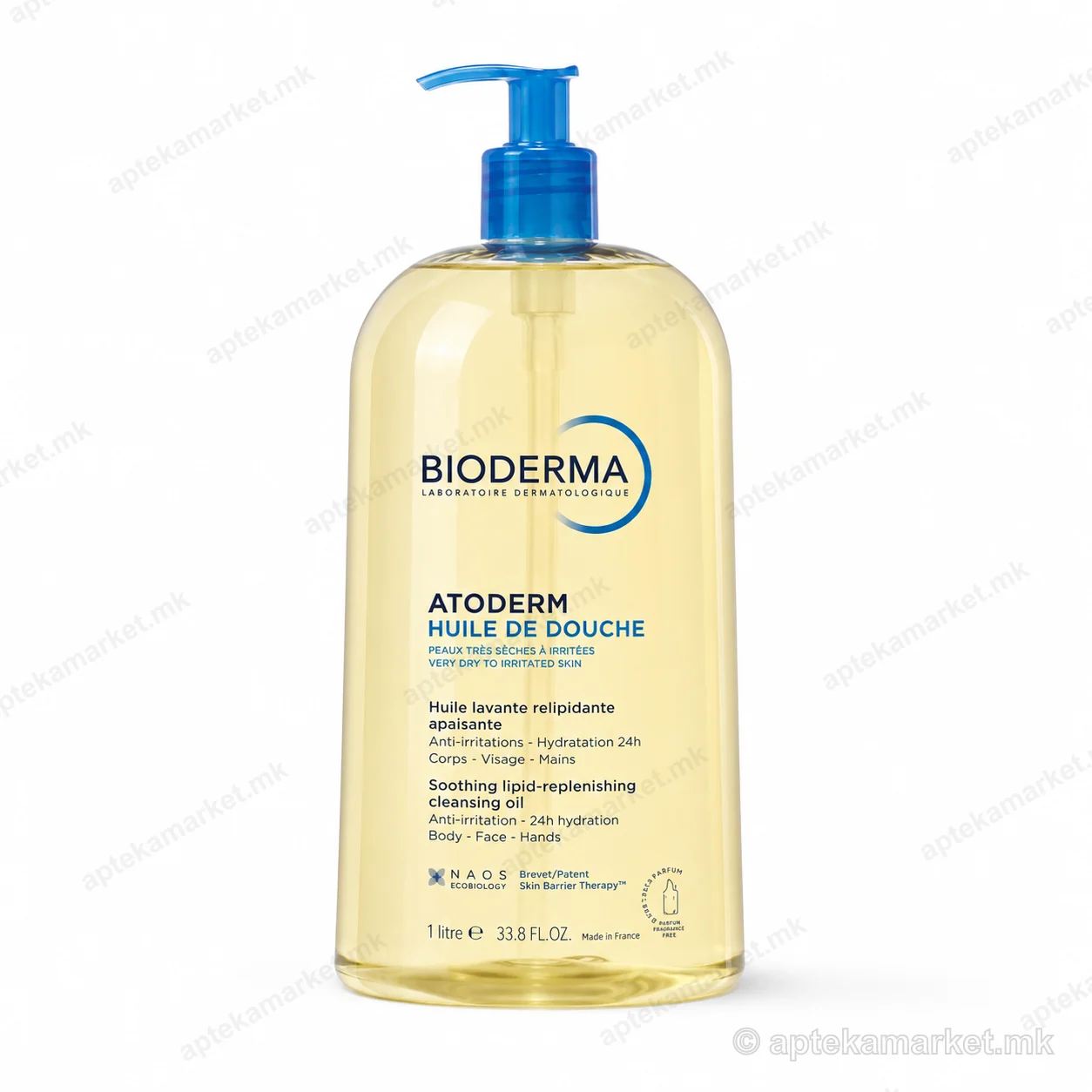 Paketimi Bioderma Atoderm Huile de Douche në sfond të bardhë