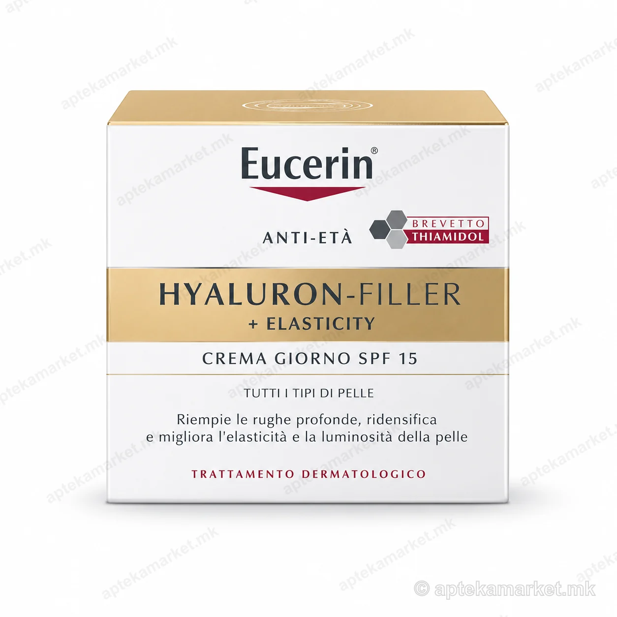 Eucerin Hyaluron-Filler + Elasticity Day Cream SPF15 од Eucerin пакување на бела позадина