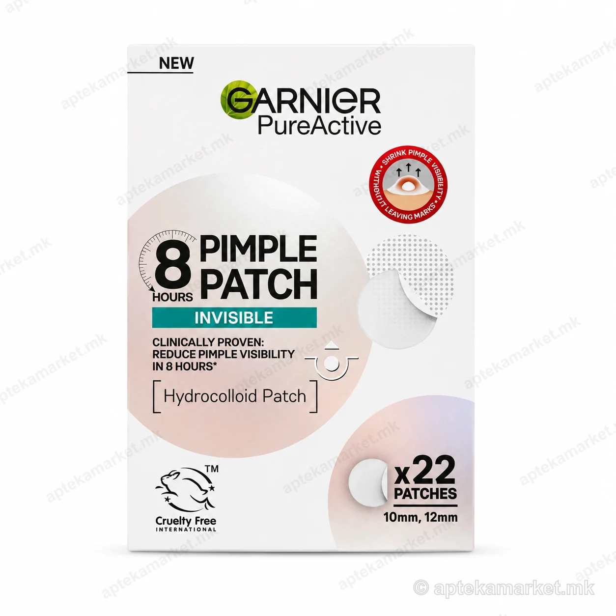 Garnier PureActive 8H Invisible Pimple Patch x22, paketim, AptekaMarket