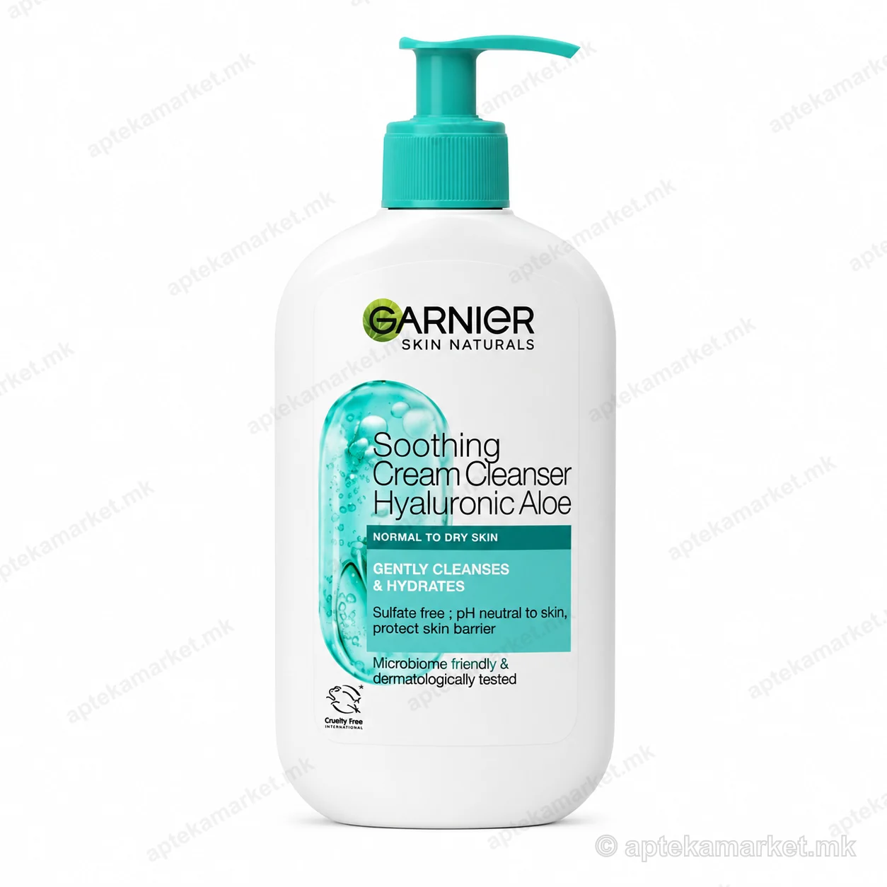 Garnier Soothing Cream Cleanser Hyaluronic Aloe face cleanser, packaging, AptekaMarket