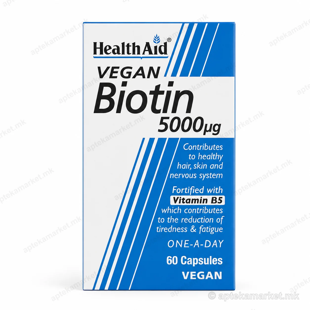 HealthAid Vegan Biotin 5000 μg 60 kapsula paketim, AptekaMarket