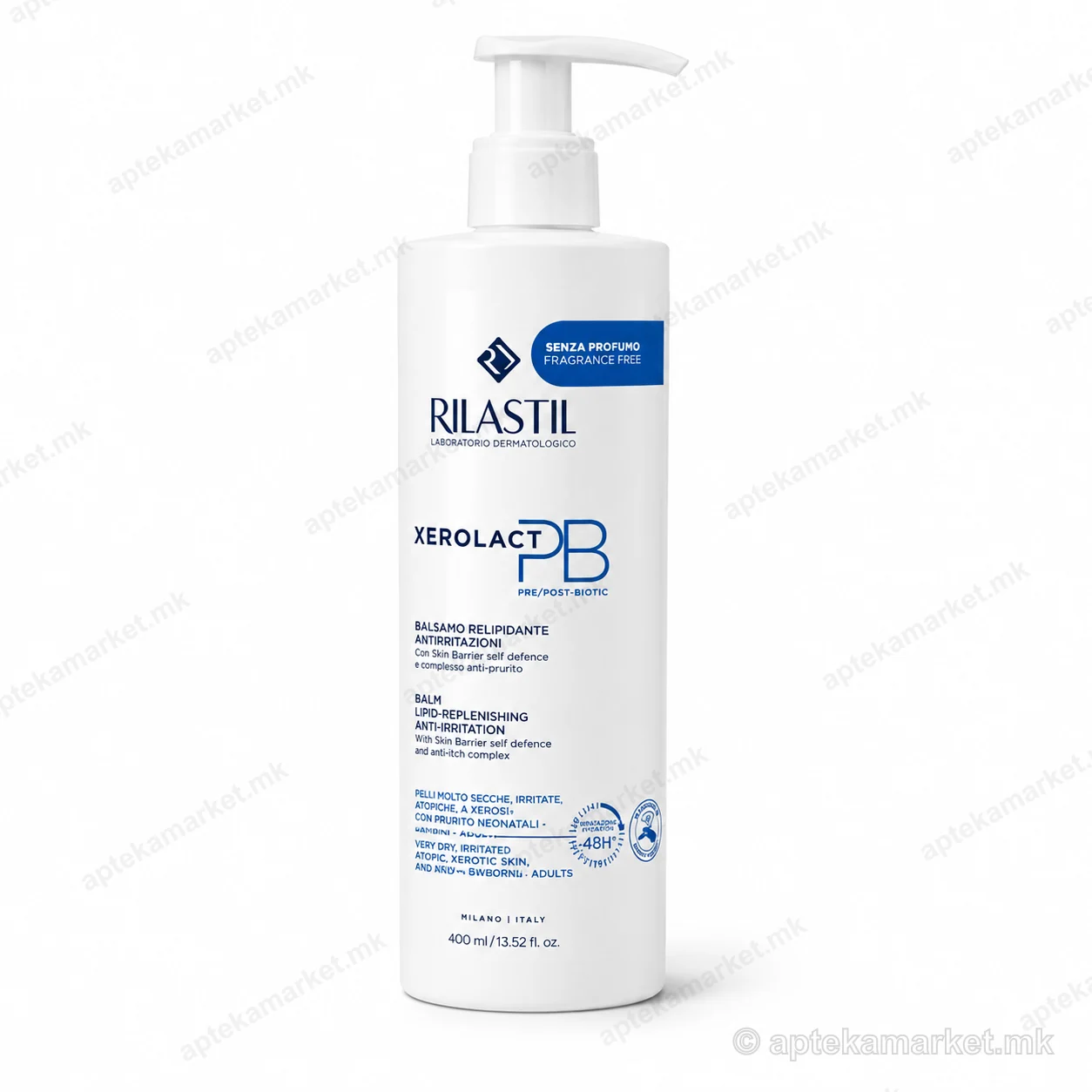 Paketimi Rilastil Xerolact PB Balm në sfond të bardhë