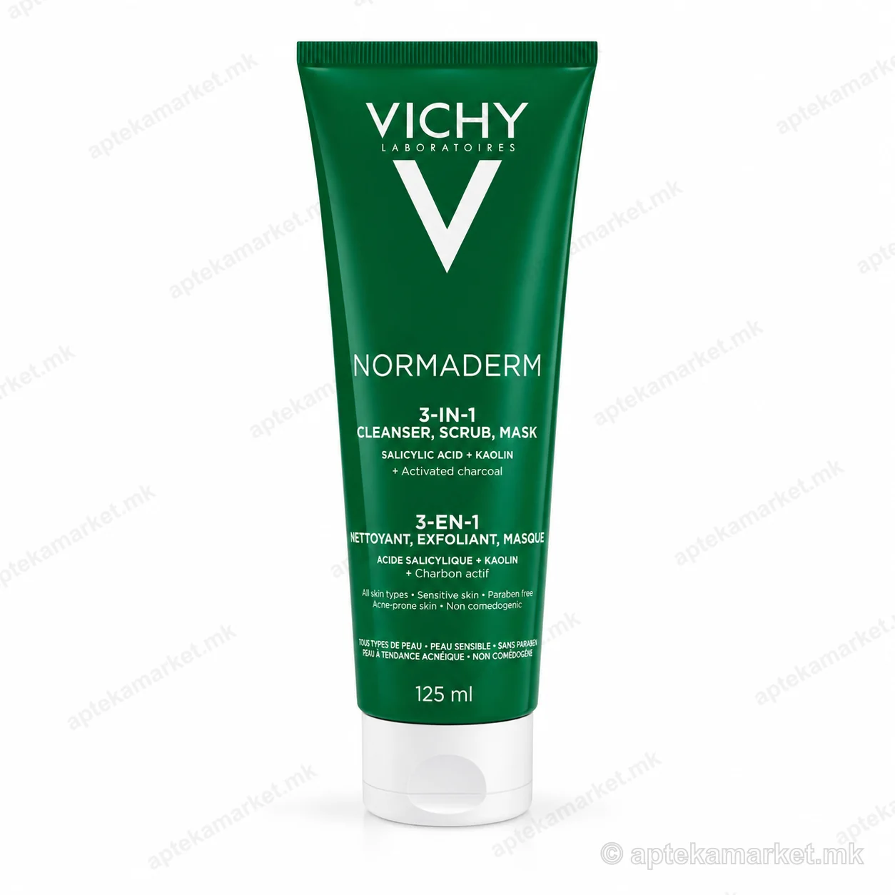 Vichy Normaderm 3-in-1 Cleanser Scrub Mask од Vichy пакување на бела позадина