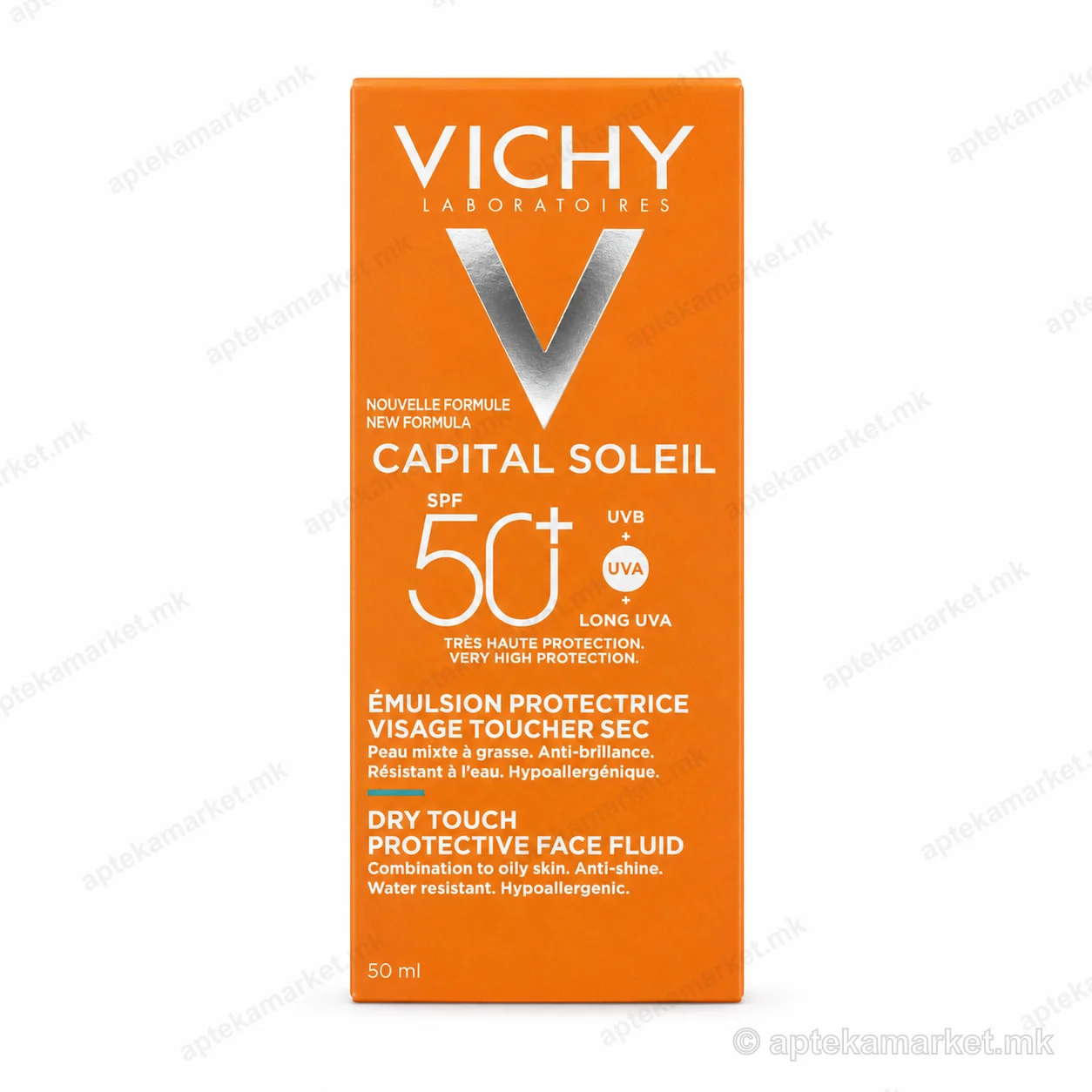 Vichy Capital Soleil Dry Touch Finish për fytyrë SPF 50+, 50 ml
